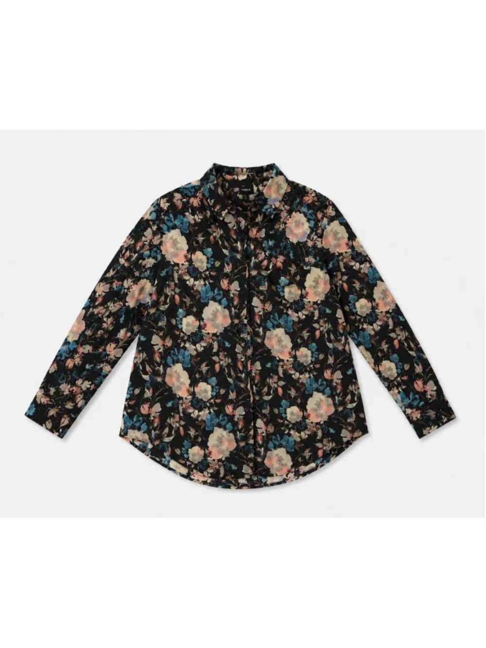 Women's Torrid Floral Button Down Shirt 2X Black Pink Blue Summer